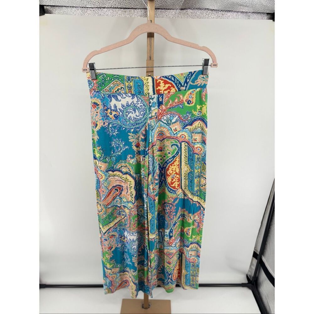 Lauren Ralph Lauren Paisley Wide Leg Pull On Pants Viscose Boho Small